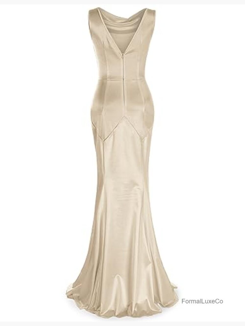 Satin Mermaid Maxi Dress with Cowl Neck - Picture 4 of 7